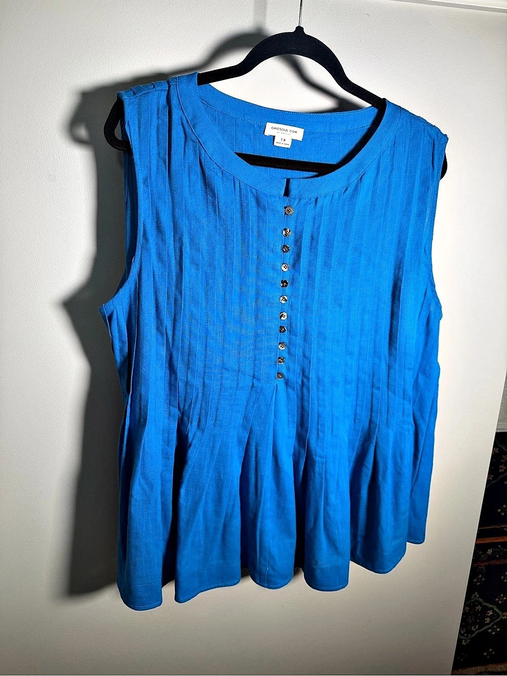 ChicSoul.com Blue Pleated Tunic Size 1X like new!